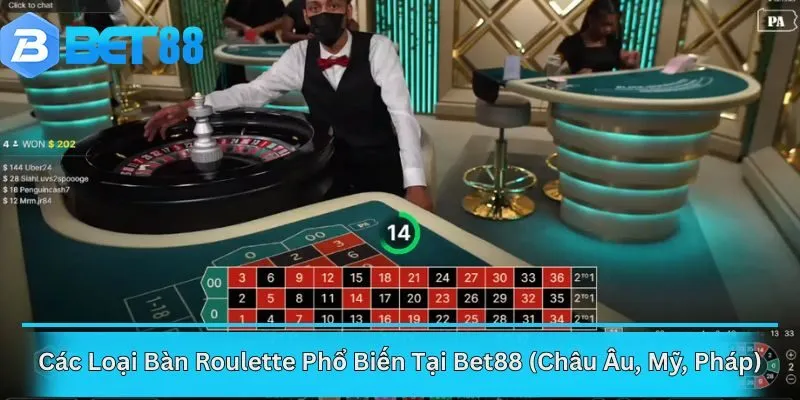 Các Loại Bàn Roulette Phổ Biến Tại Bet88 (Châu Âu, Mỹ, Pháp)